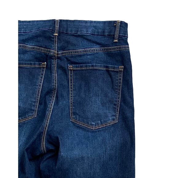 NO BOUNDARIES Womens Size 9 High Rise Skinny Raw Hem Dark Blue Jeans 26" Inseam - Picture 3 of 7